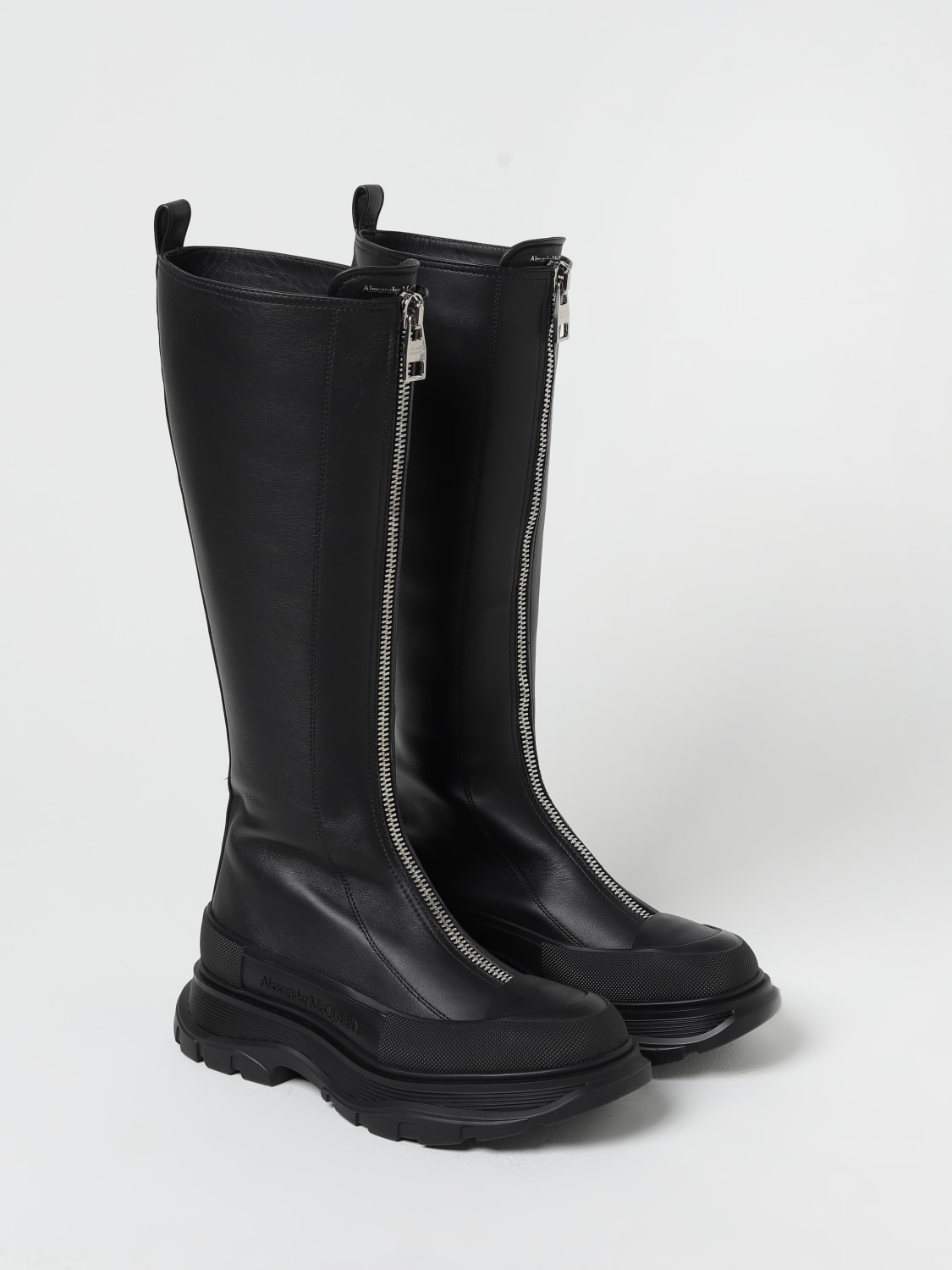 Alexander Tread Slick McQueen leather boots with zip
