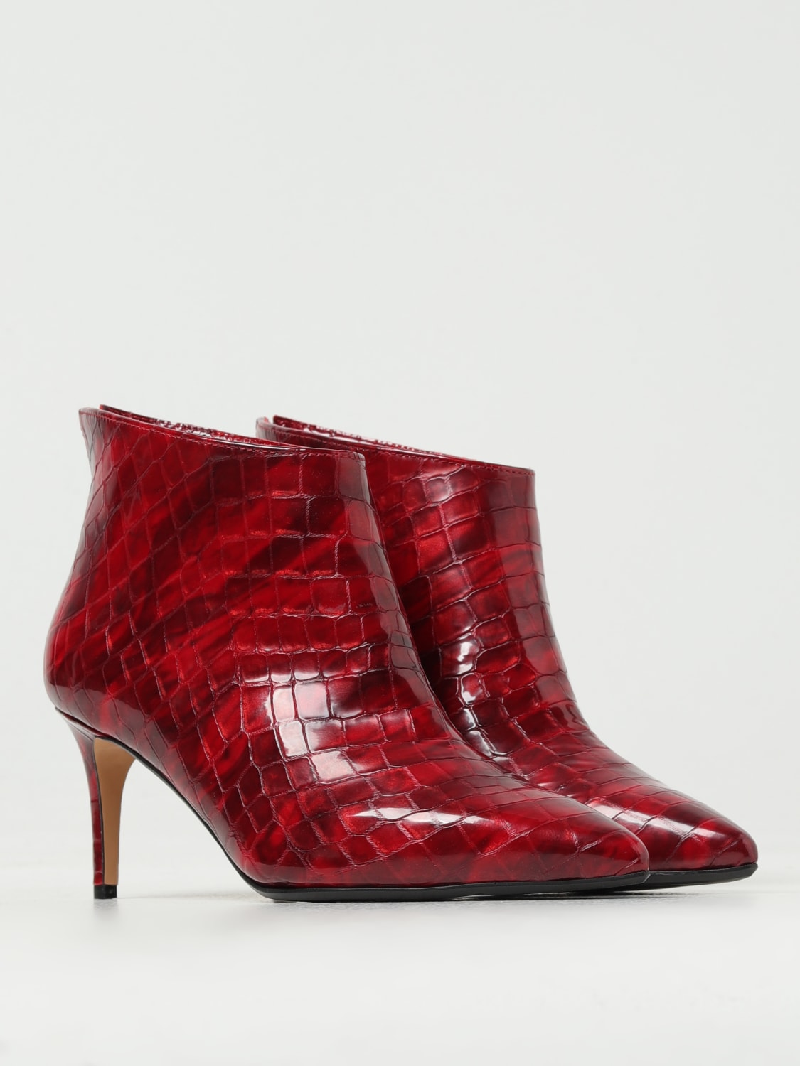 Patent leather cheap red booties