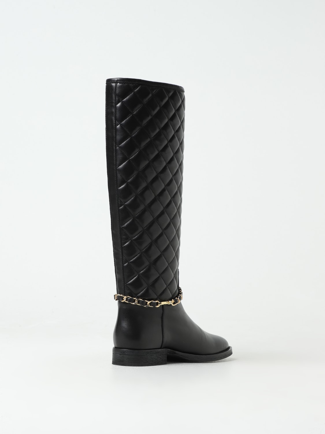 Black quilted shop leather boots