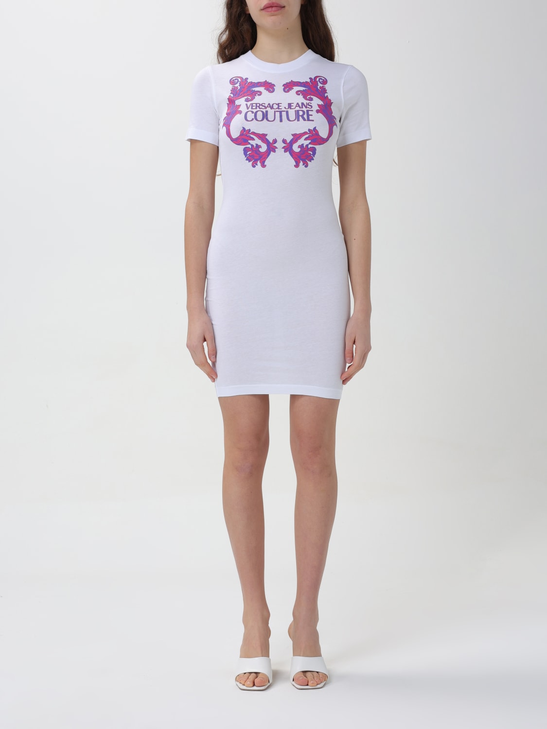 Versace Jeans Couture Outlet: women's dress in synthetic fabric - White