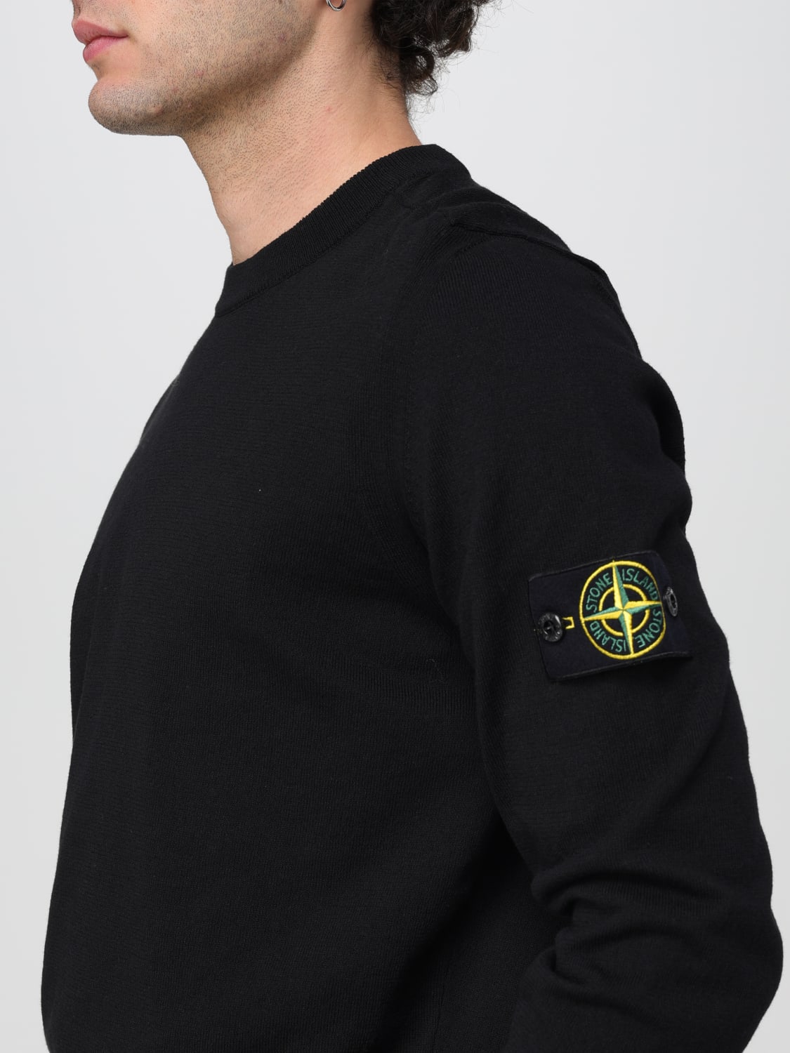 Mens black stone island sales sweatshirt