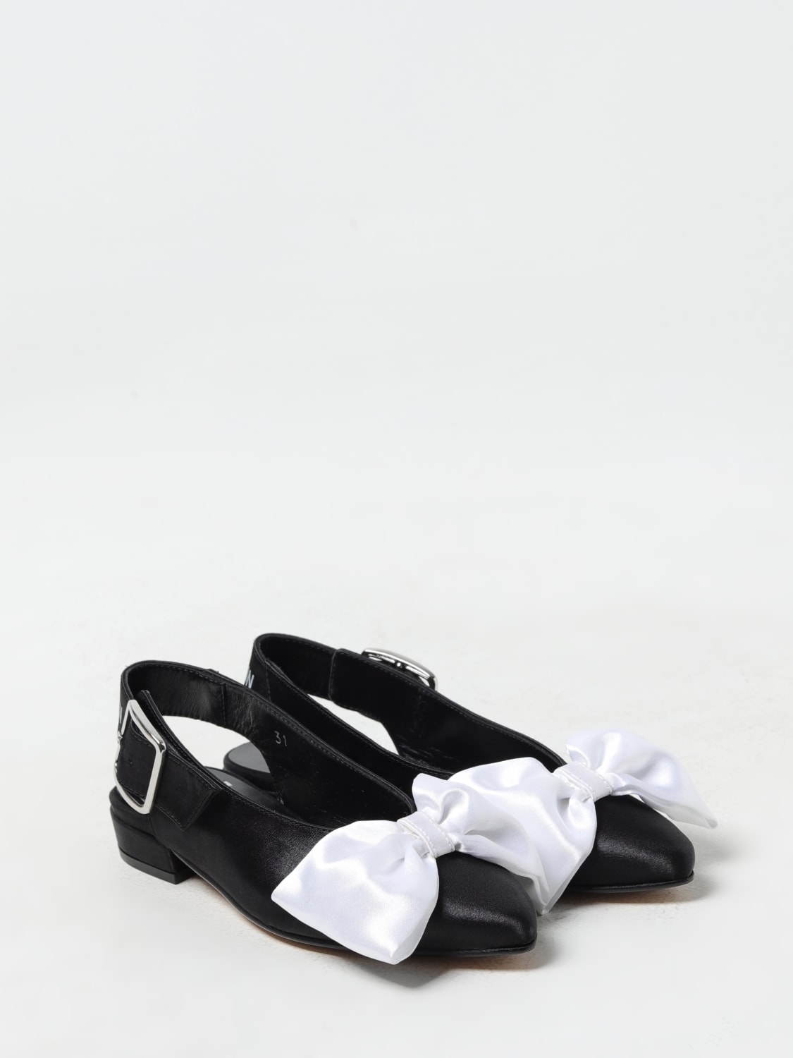 Balmain Kids bow-detail satin ballerina shoes - White