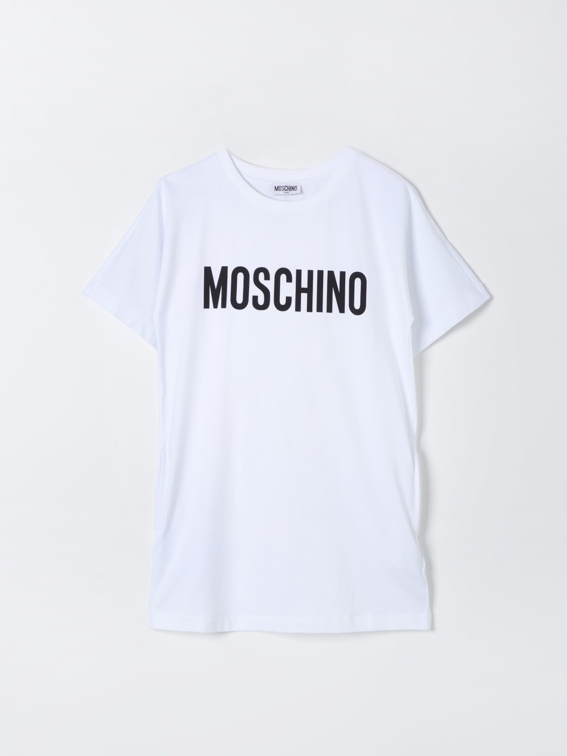 Moschino Kids logo-print cotton dress - White