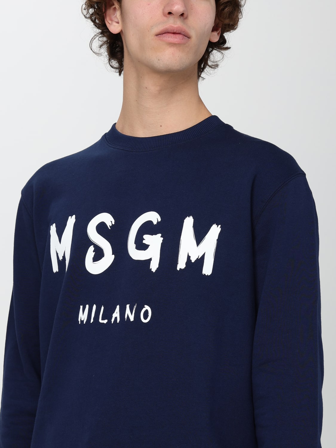 MSGM：スウェットシャツ メンズ - ブルー | GIGLIO.COMオンラインの