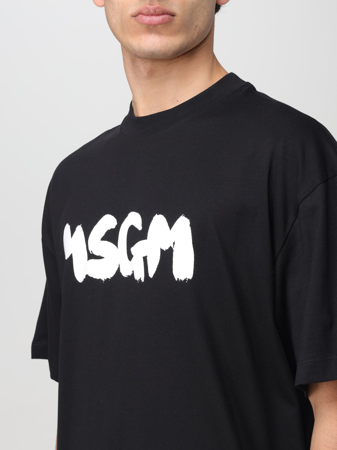 MSGM: t-shirt for man - Black | MSGM t-shirt 3640MM131247002