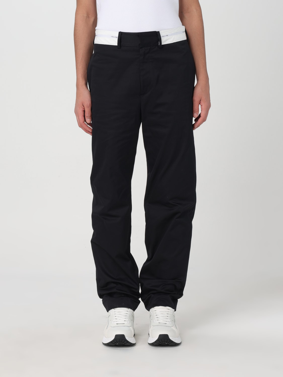 Palm Angels Contrasting Band Cotton Pants with Drawstring men