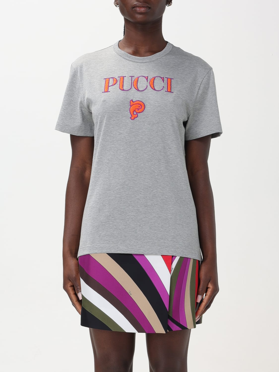 EMILIO PUCCI：Tシャツ レディース - グレー | GIGLIO.COMオンラインの