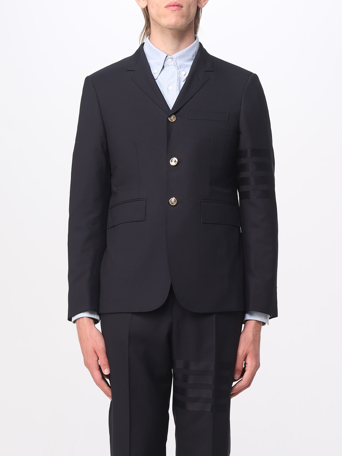 Thom Browne Blue & Gray Funmix 4-Bar Cardigan