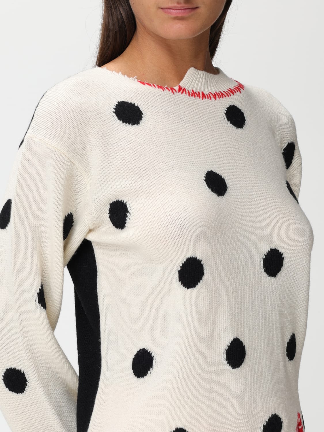 MARNI: sweater in wool with inlaid polka dots - Multicolor | MARNI