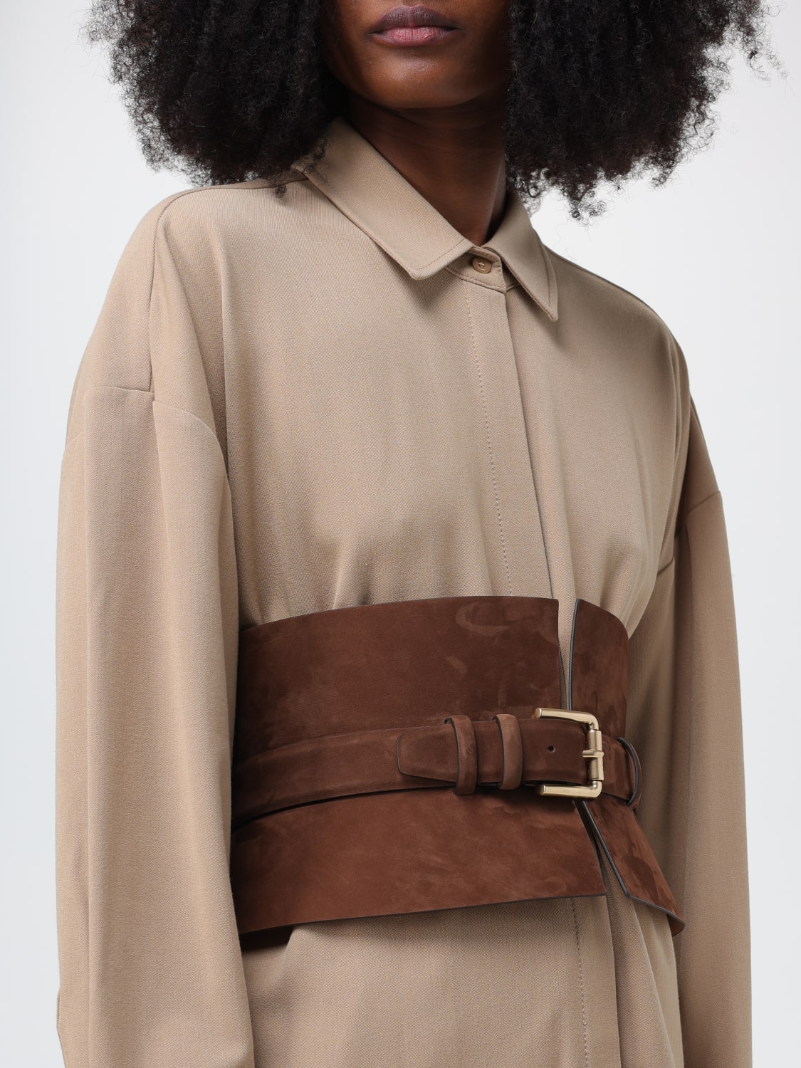 MAX MARA: belt in nubuck - Brown | Max Mara belt 2345060534600