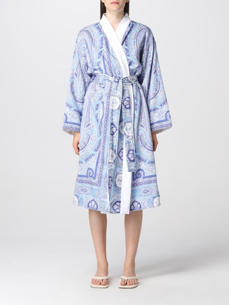 Etro Home donna: Kimono doppiato cotone con spugna interna
