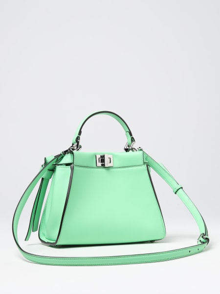 FENDI: Peekaboo bag in leather - Blue | Fendi handbag 8BN244AHJW online at