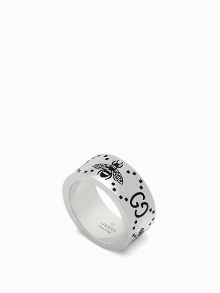 Women's Gucci: Gucci ring in silver with GG logo and bee engravings