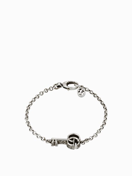 Women's Gucci: GG Marmont Gucci bracelet in silver with key with GG monogram and engraved decorations