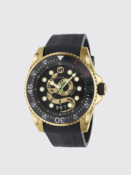 Gucci orologi: Orologio Dive Gucci in acciaio con quadrante nero con serpente