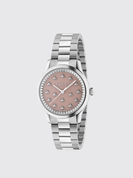 Gucci orologi: Orologio G-Timeless Gucci in acciaio con quadrante rosa con api