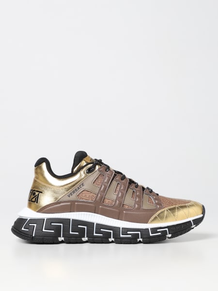Versace trigreca sneakers in leather and fabric with jacquard logo