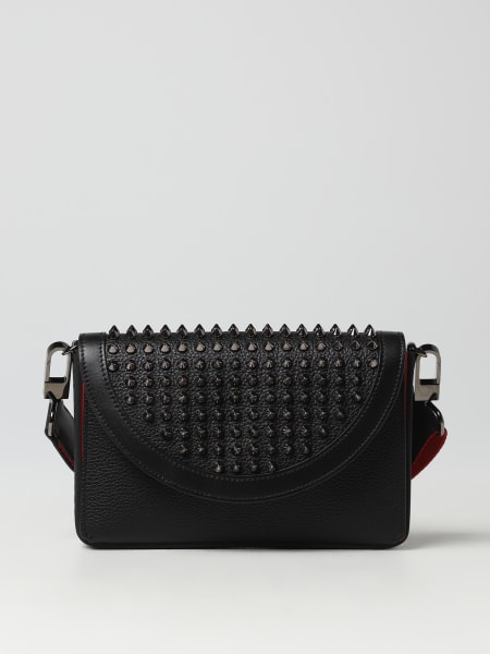 Christian Louboutin: Christian Louboutin Explorafunk wallet bag in grained leather with Spikes