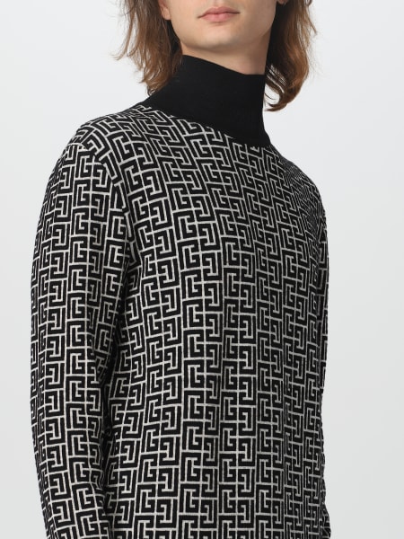 Balmain Monogram Turtleneck Sweater in Black