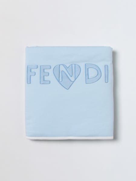 Fendi kids cotton blanket with embroidered logo