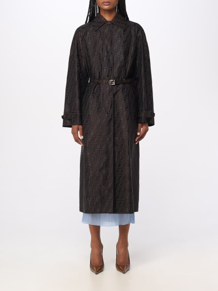 Fendi trench coat in cotton blend with monogram pattern