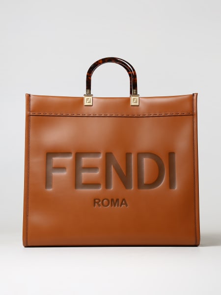 Fendi Sunshine leather bag with embossed logo lettering