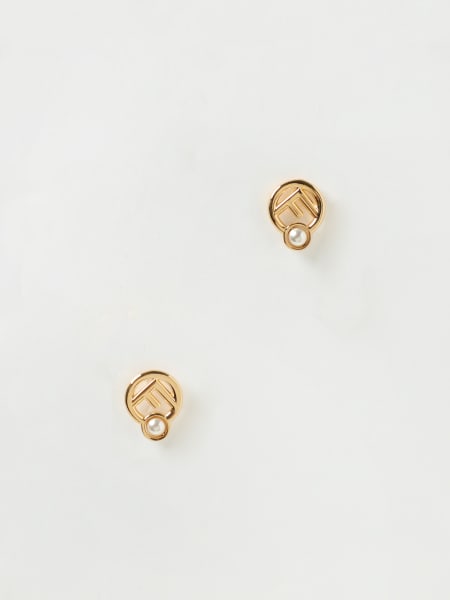 F Is Fendi earrings in brass with synthetic pearl
