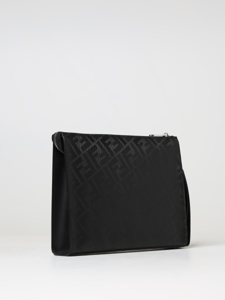 Fendi Diagonal Clutch - Grey fabric pouch