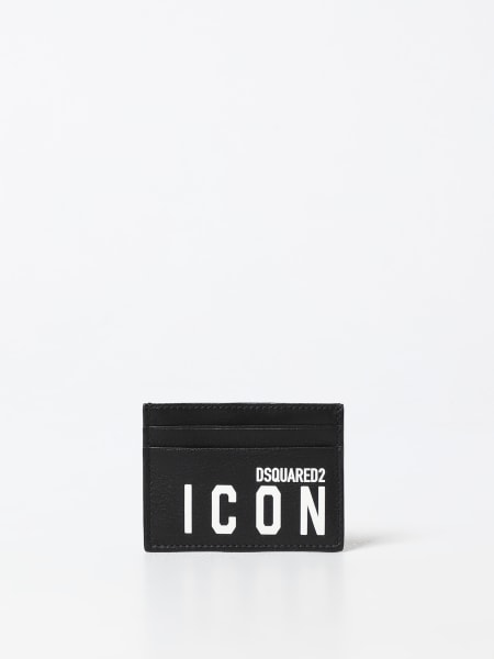 Portafoglio uomo: Portacarte di credito Icon Dsquared2 in pelle a micro grana