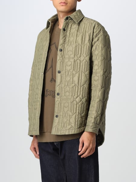 Allover Monogram Quilted Overshirt in grey - Palm Angels® Official