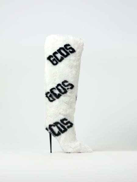 Stivali donna: Stivale Gcds in pelliccia sintetica con logo stampato all over