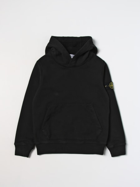 STONE ISLAND JUNIOR cotton sweatshirt Black Stone Island