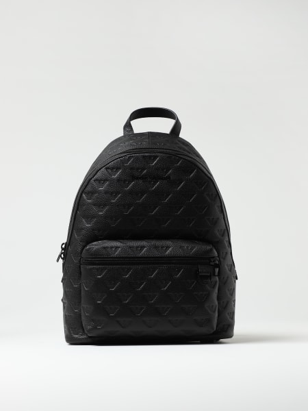 Emporio Armani: Emporio Armani backpack in grained leather with all over logo