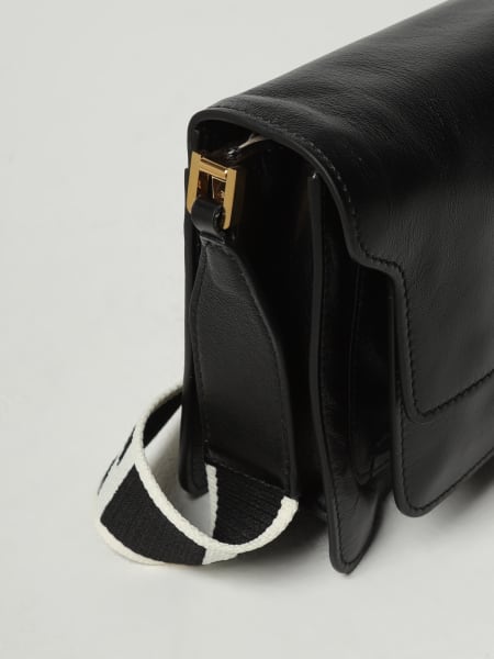 Marni Crossbody Embossed Logo Leather Bag in Black for Men