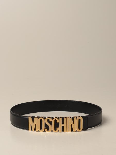 Moschino Boutique leather belt with lettering buckle