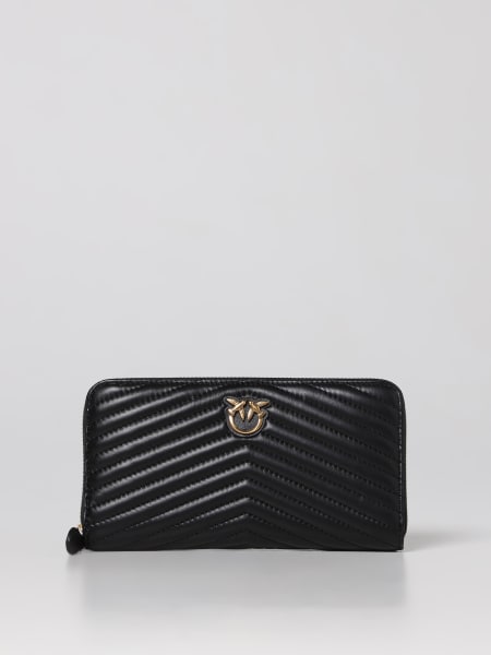 Pinko Chevron-Quilted Leather Wallet - Black