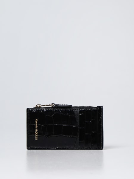Alexander McQueen crocodile print patent leather wallet