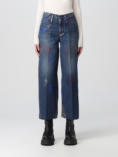 Jeans cropped Tanaka con schizzi di pittura