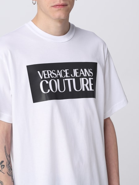 Versace Jeans Couture Outlet: T-shirt with V logo print - White  Versace  Jeans Couture t-shirt 74GAHF01CJ00F online at