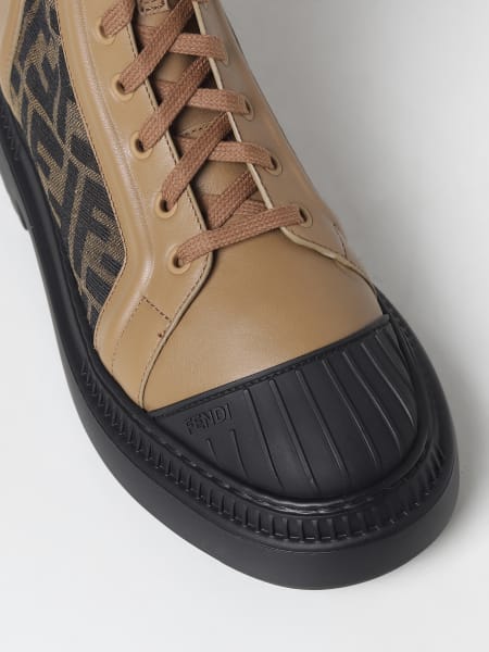 FENDI: Domino leather and fabric boots with jacquard FF monogram ...