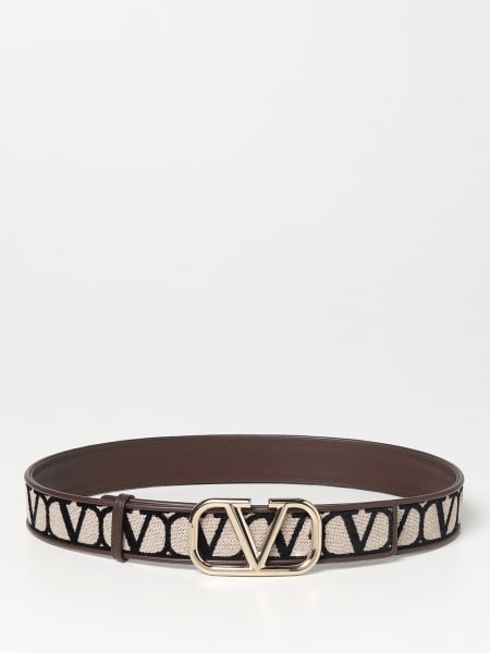 Valentino Garavani Toile Iconographe Leather Belt - Neutrals