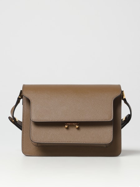 TRUNK clutch bag in beige saffiano leather