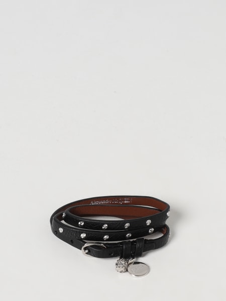 Alexander McQueen Skull bracelet in grained leather with studs