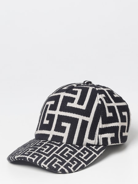 Cappello Balmain in cotone con monogram intarsiato