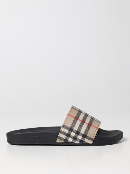 Sliders Furley Burberry in gomma con stampa Vintage Check