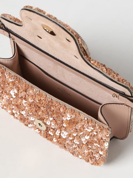 VALENTINO GARAVANI: Locò bag with sequins - Nude