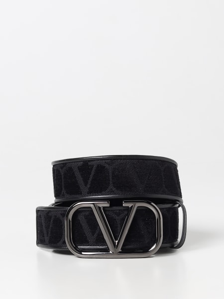 Valentino Garavani VLogo Signature belt in leather and Toile