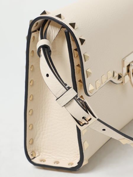 Valentino Rockstud Flap Leather Crossbody Bag Beige-US