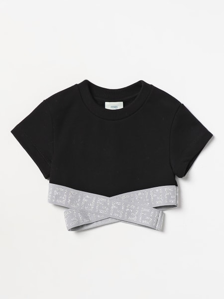 Fendi girls cotton top with elasticated bands