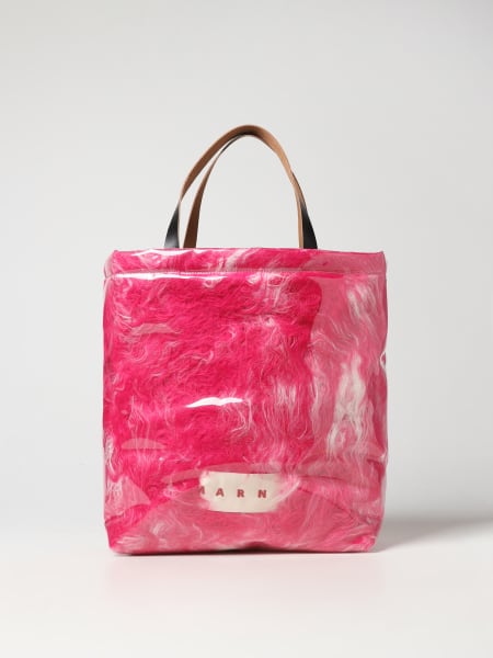 Marni bag in PVC and synthetic fur with embroidered logo
